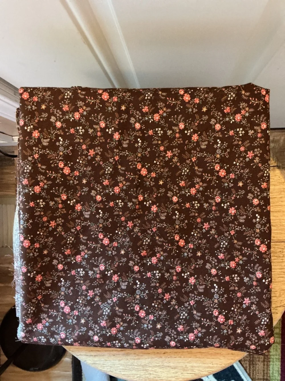 Vintage V.I.P Cranston Print Works Brown Floral Print Fabric